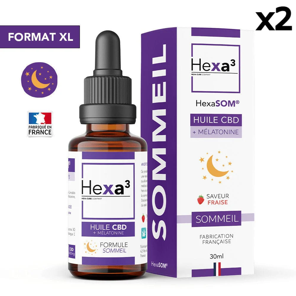 Huile CBD Mélatonine Sommeil HexaSOM 20% / 6000mg, sans THC (30ml) - Image 2