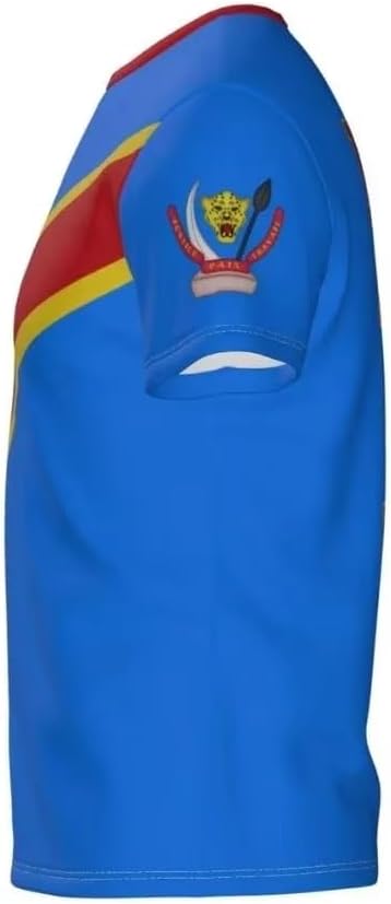 Tee Shirt Sport Homme Drapeau Congolais T-Shirt à Manches Courtes Armoiries du Congo Maillot de Foot Haut d’Entraînement Fitness Fan de Musique Mode Streetwear - Image 3