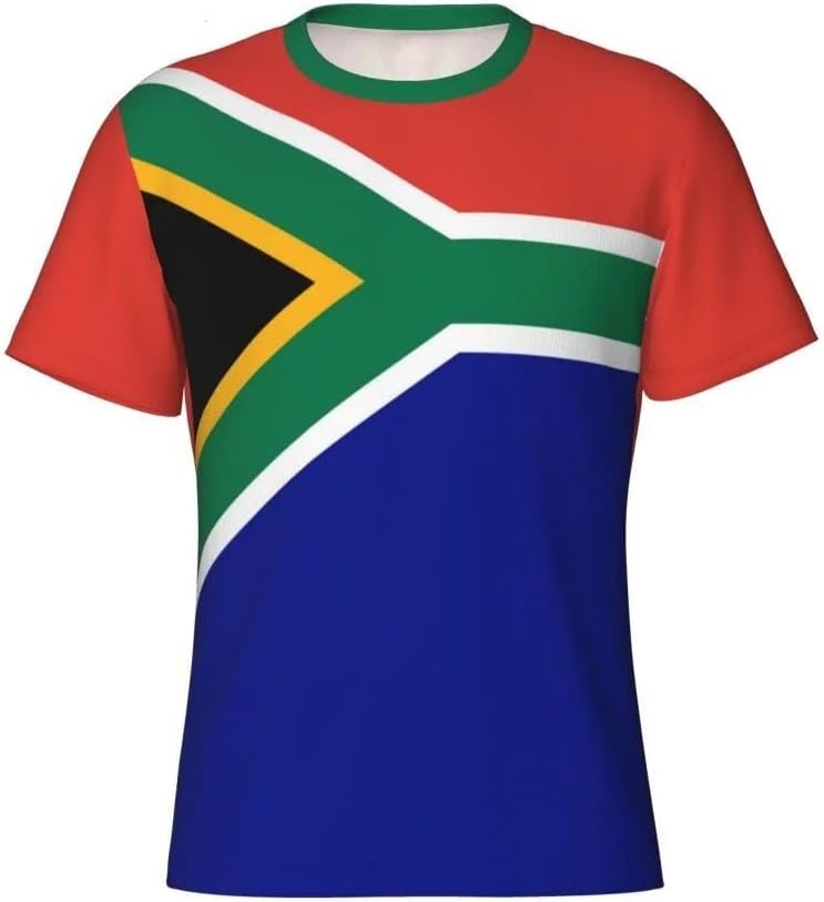 T-Shirt Homme Drapeau Afrique du Sud Patriotique Homme Manches Courtes Col Rond Imprimé 3D Sport Décontracté Respirant Haut Fan Football Allemagne - Image 4