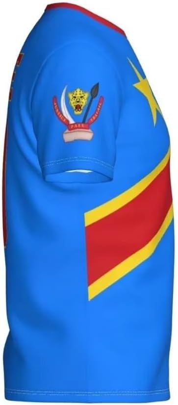 Tee Shirt Sport Homme Drapeau Congolais T-Shirt à Manches Courtes Armoiries du Congo Maillot de Foot Haut d’Entraînement Fitness Fan de Musique Mode Streetwear - Image 4