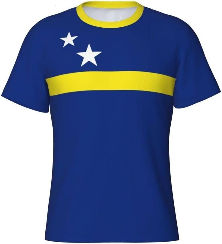 T-Shirt Homme Drapeau Curaçao Col Rond Séchage Rapide Maillot Supporter Football Manches Courtes Sport Décontracté T-Shirt Fan - Image 4