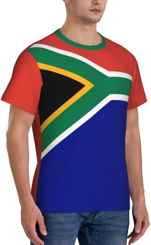 T-Shirt Homme Drapeau Afrique du Sud Patriotique Homme Manches Courtes Col Rond Imprimé 3D Sport Décontracté Respirant Haut Fan Football Allemagne - Image 2