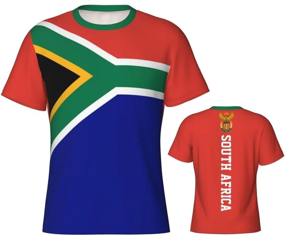 T-Shirt Homme Drapeau Afrique du Sud Patriotique Homme Manches Courtes Col Rond Imprimé 3D Sport Décontracté Respirant Haut Fan Football Allemagne