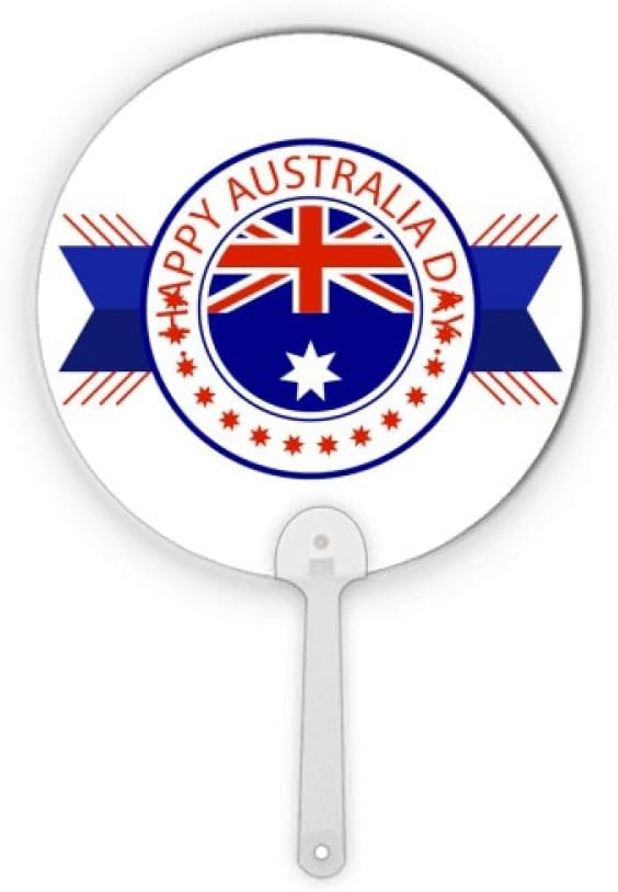 no/no Happy Australia Day Flag Illustration Plastique Rond Portable Fan Décorations Artisanat