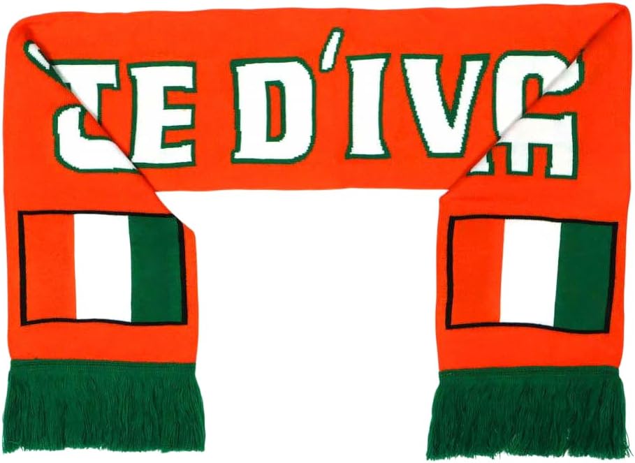 Écharpe de Supporter Côte d'Ivoire, Drapeau Ivoirien Orange Blanc Vert, Foot Eléphants, 170 x 20 cm, Style Sportswear Classique - Image 2