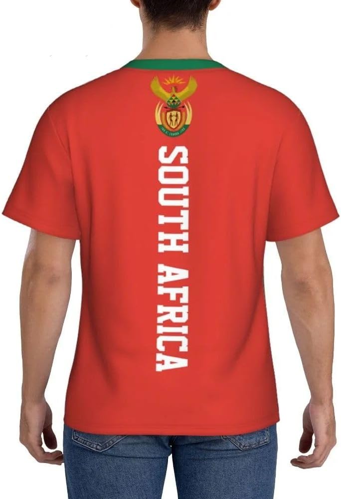 T-Shirt Homme Drapeau Afrique du Sud Patriotique Homme Manches Courtes Col Rond Imprimé 3D Sport Décontracté Respirant Haut Fan Football Allemagne - Image 3