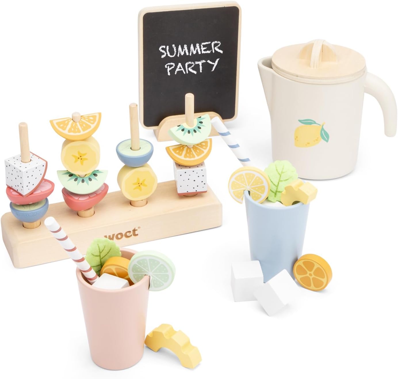 Woet® Set Summer Party Jouet en Bois pour Enfants - Stand de Limonade avec 37 Pièces - Set de Nourriture d’Imitation - Jouet de Cuisine d’Imitation - À Partir de 3 Ans - Image 2
