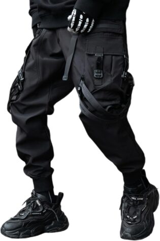 613dvw3NNoL._AC_SL1500_.jpg XYXIONGMAO Techwear Pantalon de jogging cargo japonais style gothique pour homme Noir