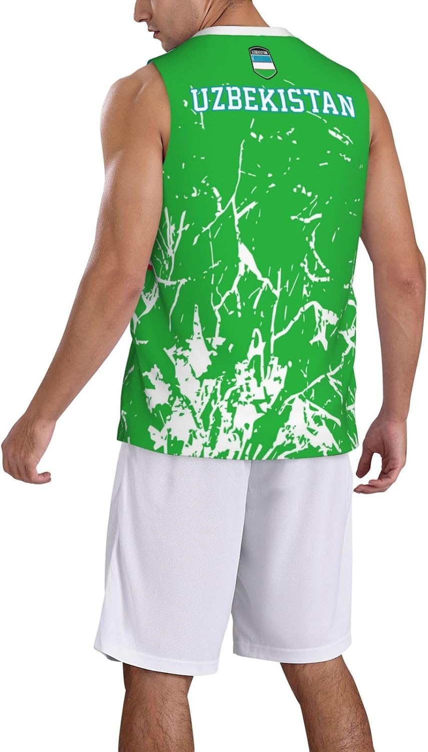 Maillot de basket-ball avec motif drapeau de l'Ouzbékistan - Maillot de sport d'équipe up - Impression complète 3D, Noir , S - Image 2