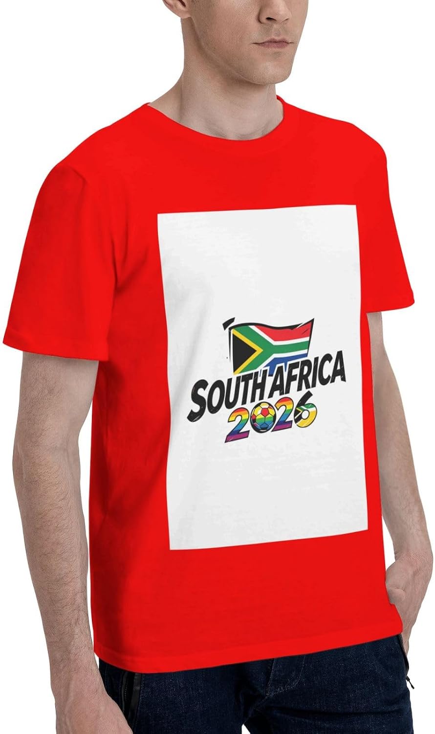 Maillot de football graphique Afrique du Sud, t-shirt de la coupe de football 2026 pour le jour du match des fans de football, tenues à manches - Image 2