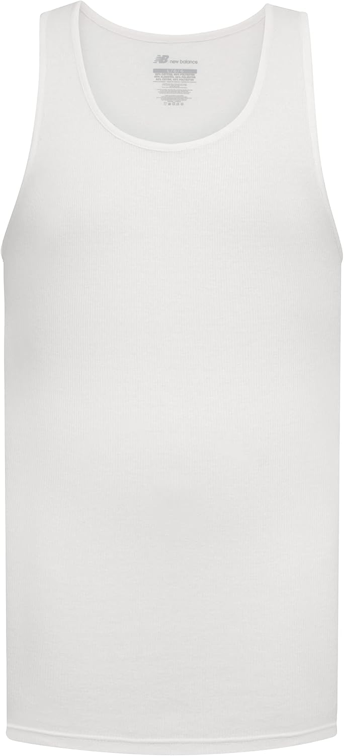 New Balance Cotton Performance Rib Sleeveless Tank Top Undershirt (3 Pack Or 4 Pack) Tricot Homme (Lot de 4) - Image 3