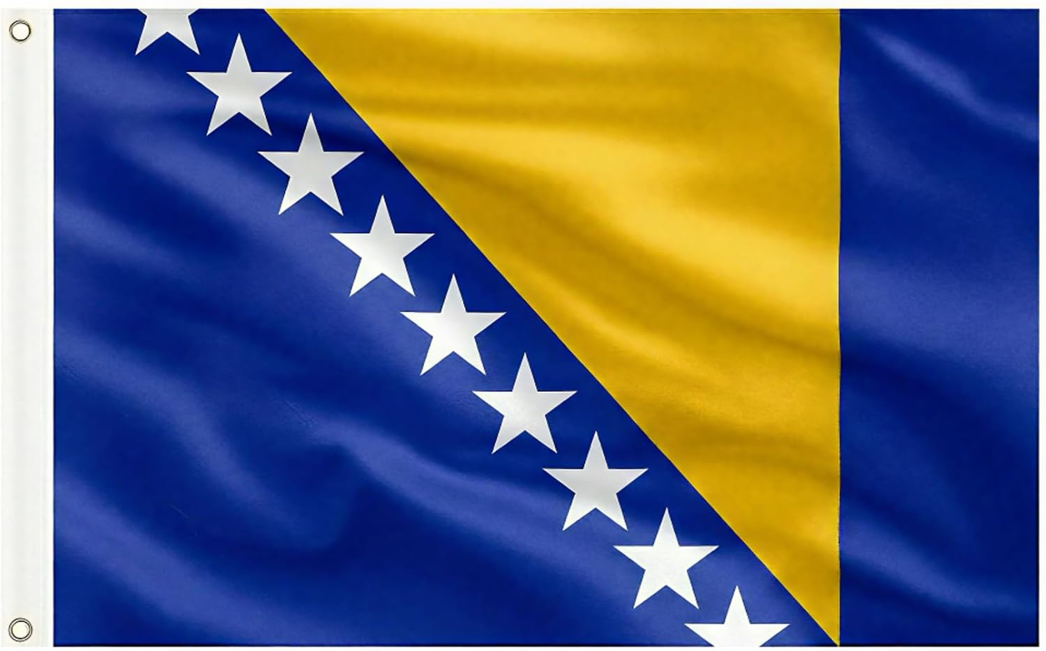 AhfuLife Grand Drapeau Bosnie-Herzégovine 90×150cm – 1 Drapeau Bosnie-Herzégovine Double Face avec Œillets en Laiton, Polyester pour Coupe du Monde de Football 2026, Fête Nationale