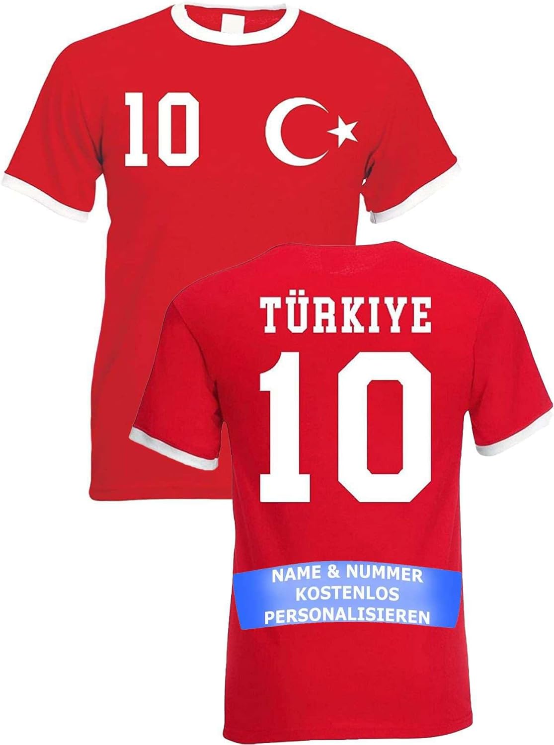 T-Shirt Homme Maillot de Football Turquie Turkey Turkey avec Nom et Numéro Personnalisés