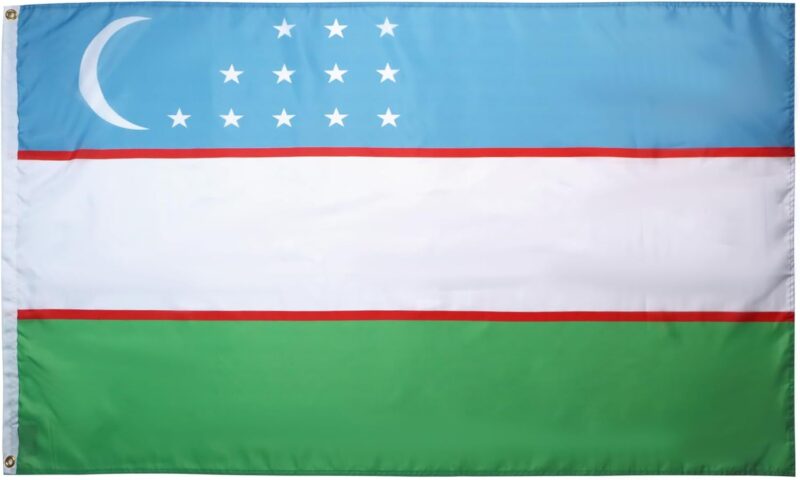 AZ FLAG - Drapeau Ouzbékistan - 150x90 cm - Polyester léger - Drapeau Ouzbek Avec Oeillets Métalliques Intégrés - 80g