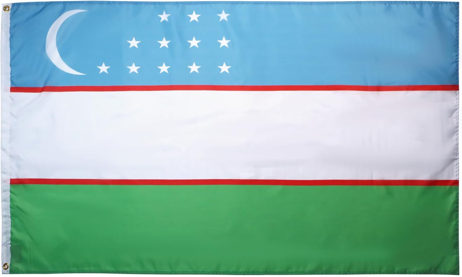 AZ FLAG - Drapeau Ouzbékistan - 150x90 cm - Polyester léger - Drapeau Ouzbek Avec Oeillets Métalliques Intégrés - 80g