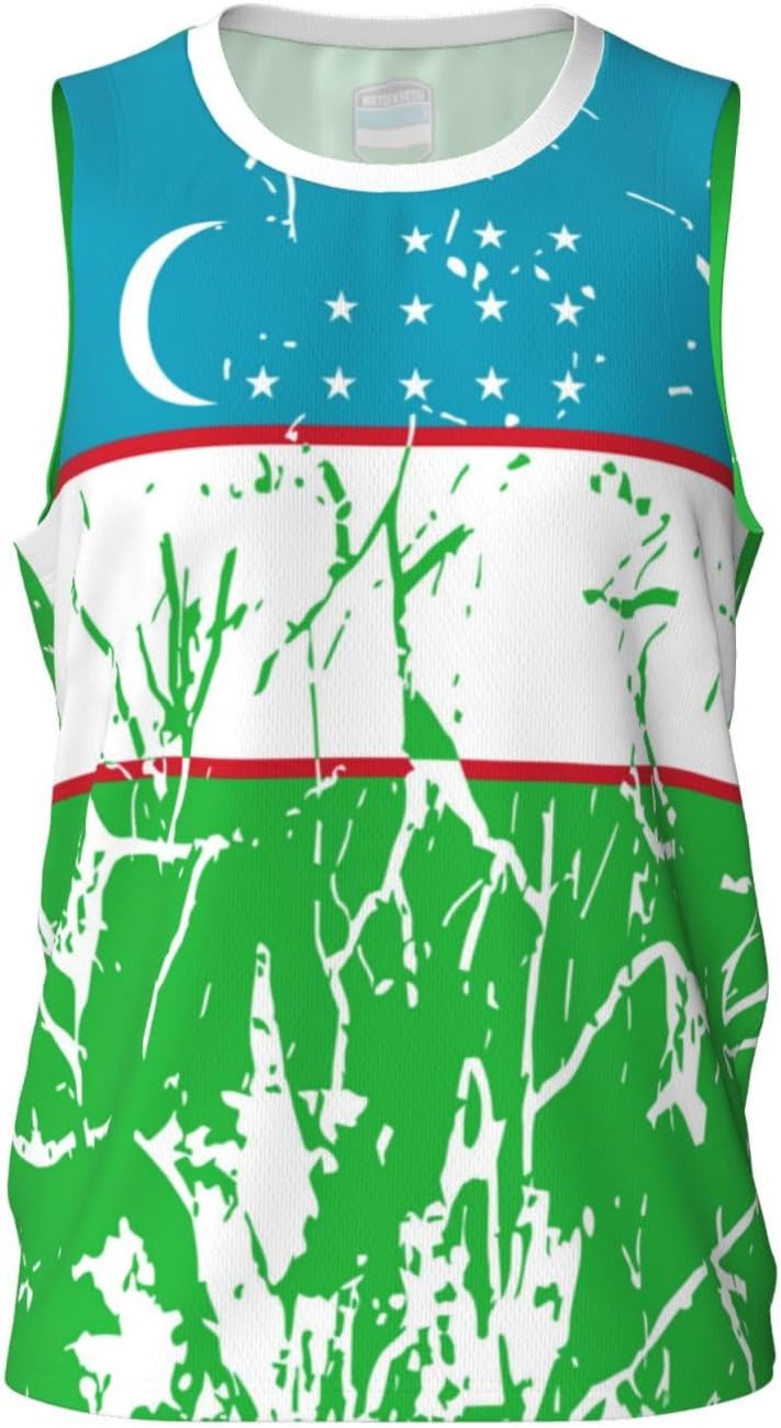 Maillot de basket-ball avec motif drapeau de l'Ouzbékistan - Maillot de sport d'équipe up - Impression complète 3D, Noir , S - Image 4