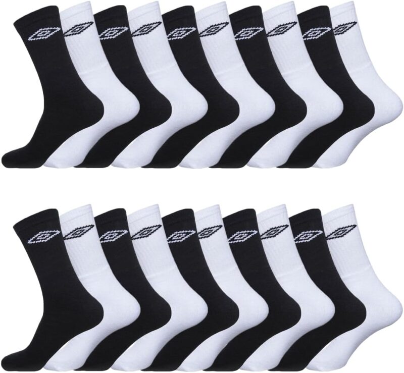 Umbro Chaussette Homme Sport Fléxibles - Lot de 20 - Chaussettes Hautes Homme, Running, Maintien Anti-Glisse