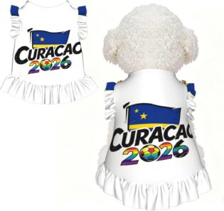 Curaçao - Vêtement pour chien imprimé - Jupe mignonne pour animal domestique - Robe de princesse à volants pour chat - Respirant