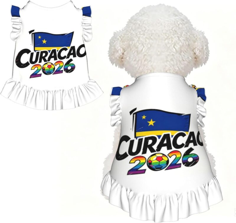 Curaçao - Vêtement pour chien imprimé - Jupe mignonne pour animal domestique - Robe de princesse à volants pour chat - Respirant