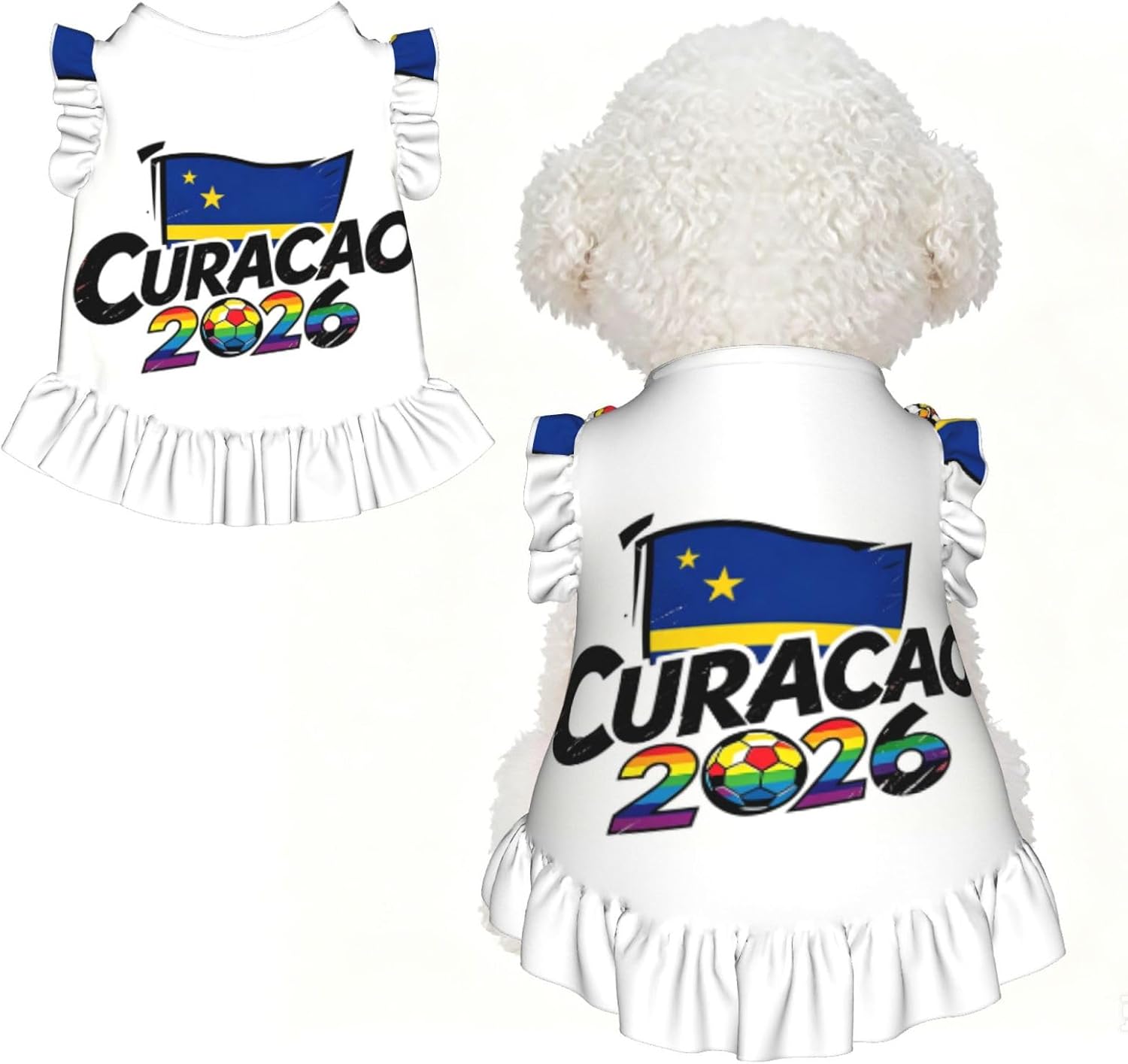 Curaçao - Vêtement pour chien imprimé - Jupe mignonne pour animal domestique - Robe de princesse à volants pour chat - Respirant