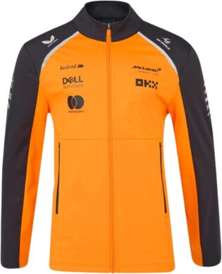Castore Veste softshell unisexe pour adulte officielle de l'équipe McLaren de Formule 1 - Papaye/Phantom