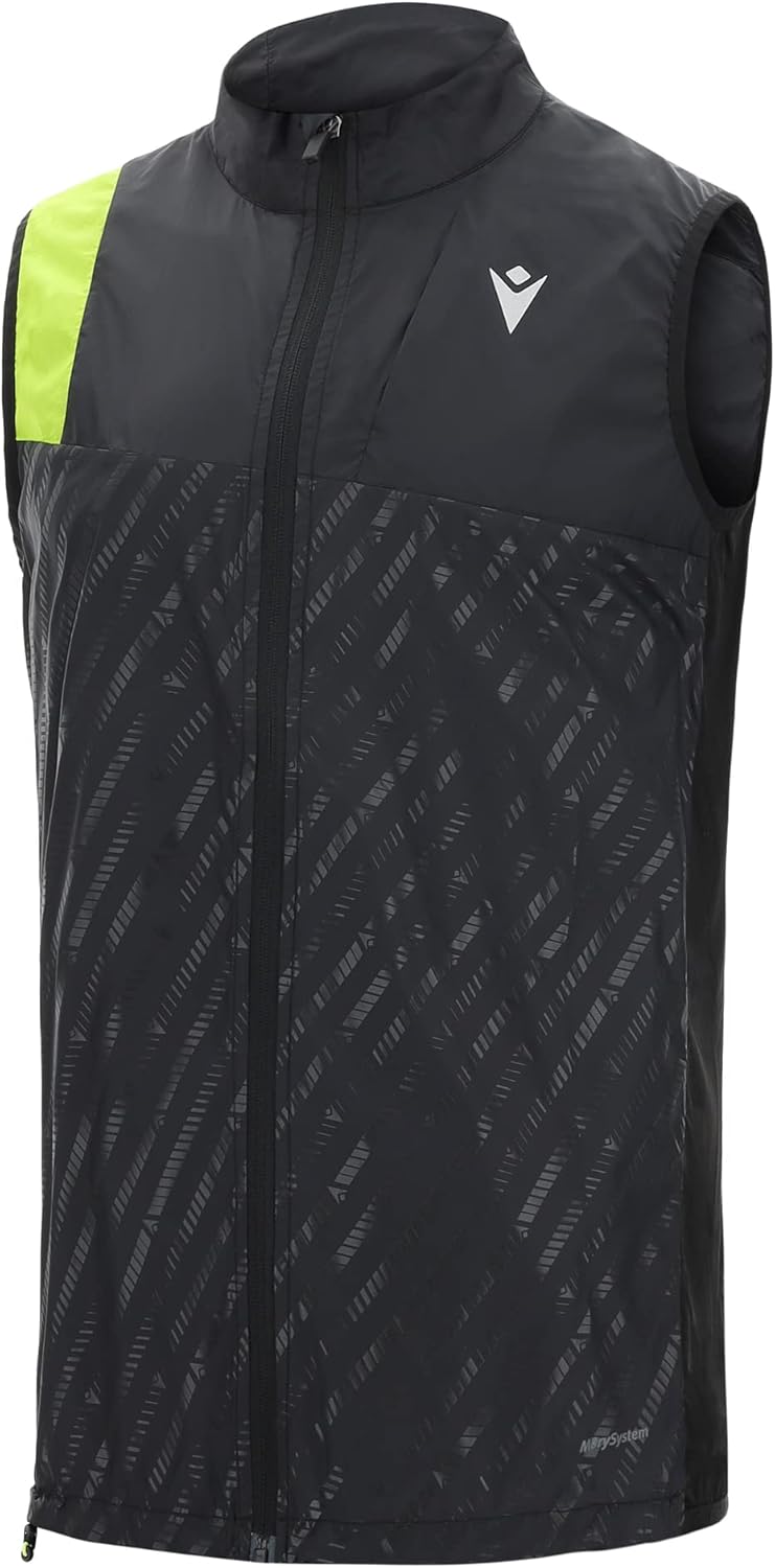 Macron Run Scc Eliot Reflex W-break Gilet Blk/Nyel Refl Print Man Coupe-vent Homme