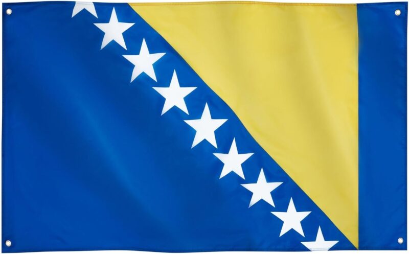 Runesol Drapeau Bosnie et Herzégovine, 91x52cm, 3ft x 5ft, 4 œillets, Nouvel An orthodoxe, Bosna i Hercegovina, Herzegovina, drapeaux premium, Jour de l'indépendance