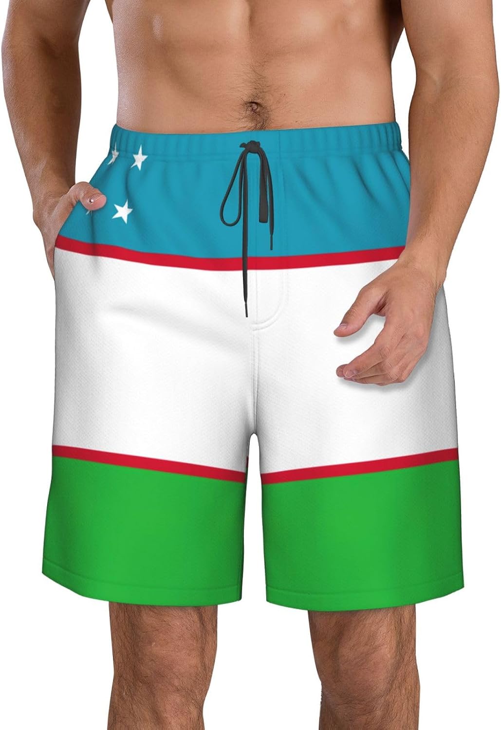 Drapeau de la République d'Ouzbékistan Imprimé Hommes Short Pratique Fonctionnalité Maillot de Bain Vêtements d'été Plage Activités de plein air