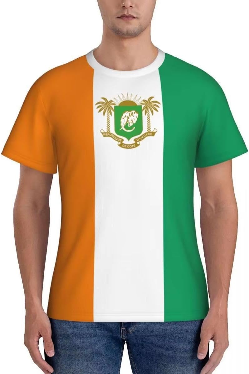 T-Shirts à Manches Courtes Homme Drapeau Côte D'Ivoire T-Shirts de Sport à Séchage Rapide en Maille, évacuation de l'humidité, Soutien À L'Équipe Nationale T-Shirt Décontracté - Image 2