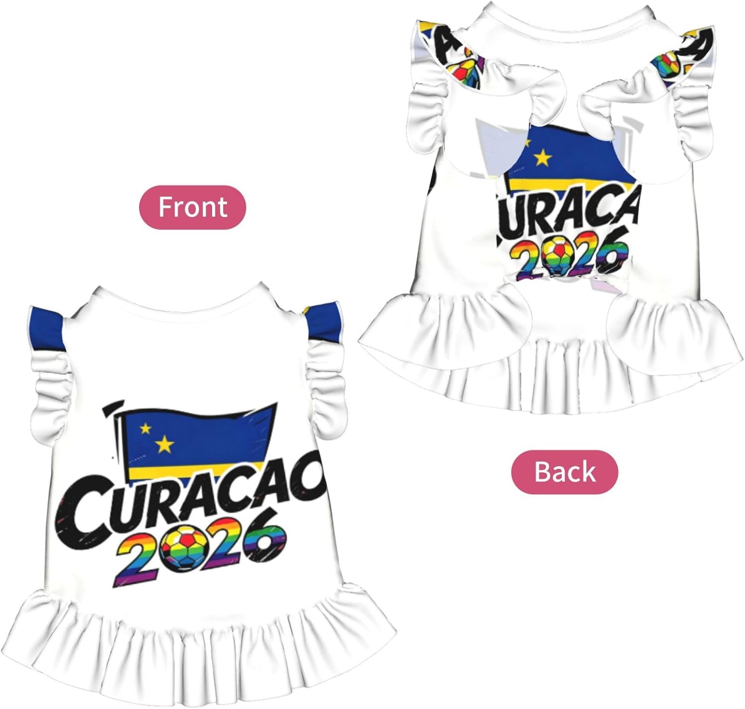 Curaçao - Vêtement pour chien imprimé - Jupe mignonne pour animal domestique - Robe de princesse à volants pour chat - Respirant - Image 2