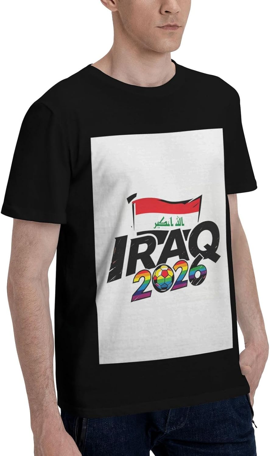 Maillot de football graphique de l'Irak, t-shirt de la coupe de football 2026 pour le jour du match des fans de football, tenues à manches - Image 3