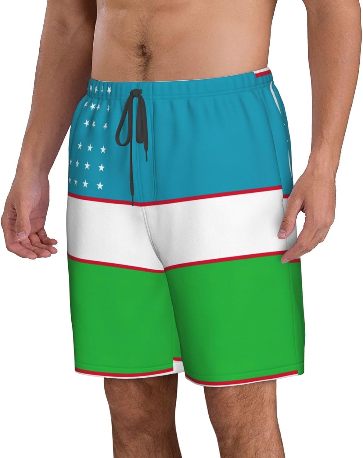 Maillot de bain imprimé drapeau de la République d'Ouzbékistan pour homme, short de bain élégant pour hommes, maillot de bain en polyester à séchage rapide - Image 2