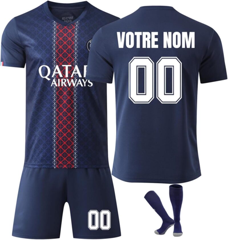 2026 Maillot de Foot Enfant Adulte, Maillot Personnalisé avec Nom et Numéro, Ensemble de Maillots avec Football Tee Shirt Short et Chaussettes Ntidérapantes, Domicile Extérieur Jersey Fans Vêtements
