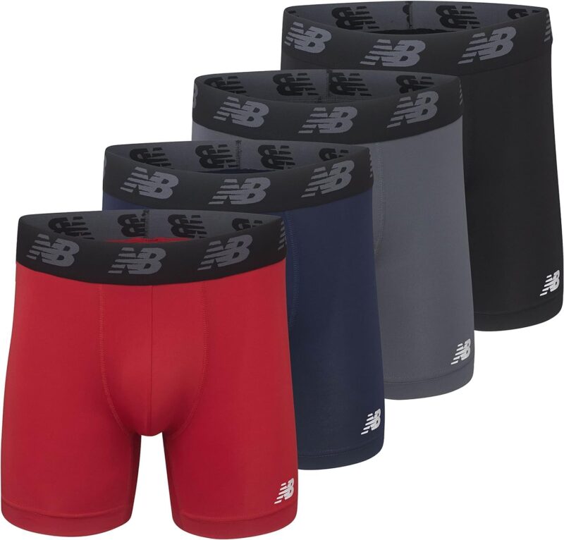 New Balance Lot de 4 Boxers sans Braguette en Maille de 12,7 Cm Boxer Homme