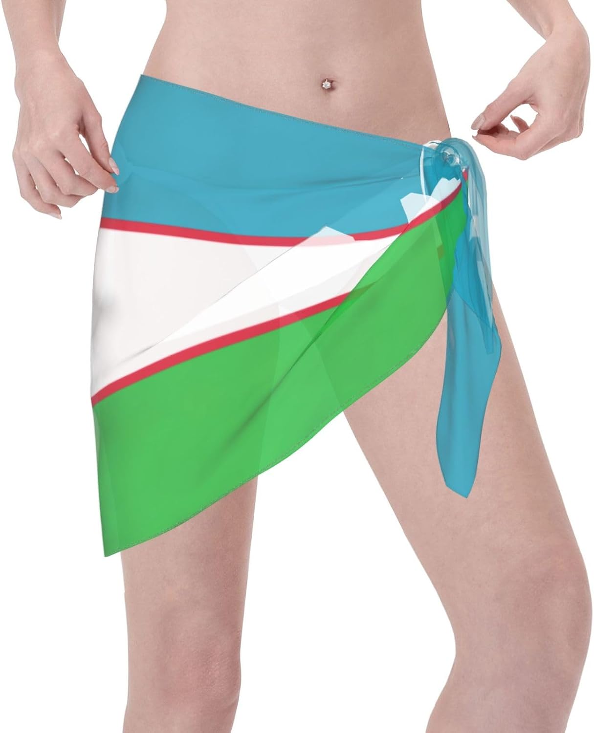 Drapeau de la République d'Ouzbékistan Imprimé Sarong d'été Cache-maillot de bain pour femme - Image 3