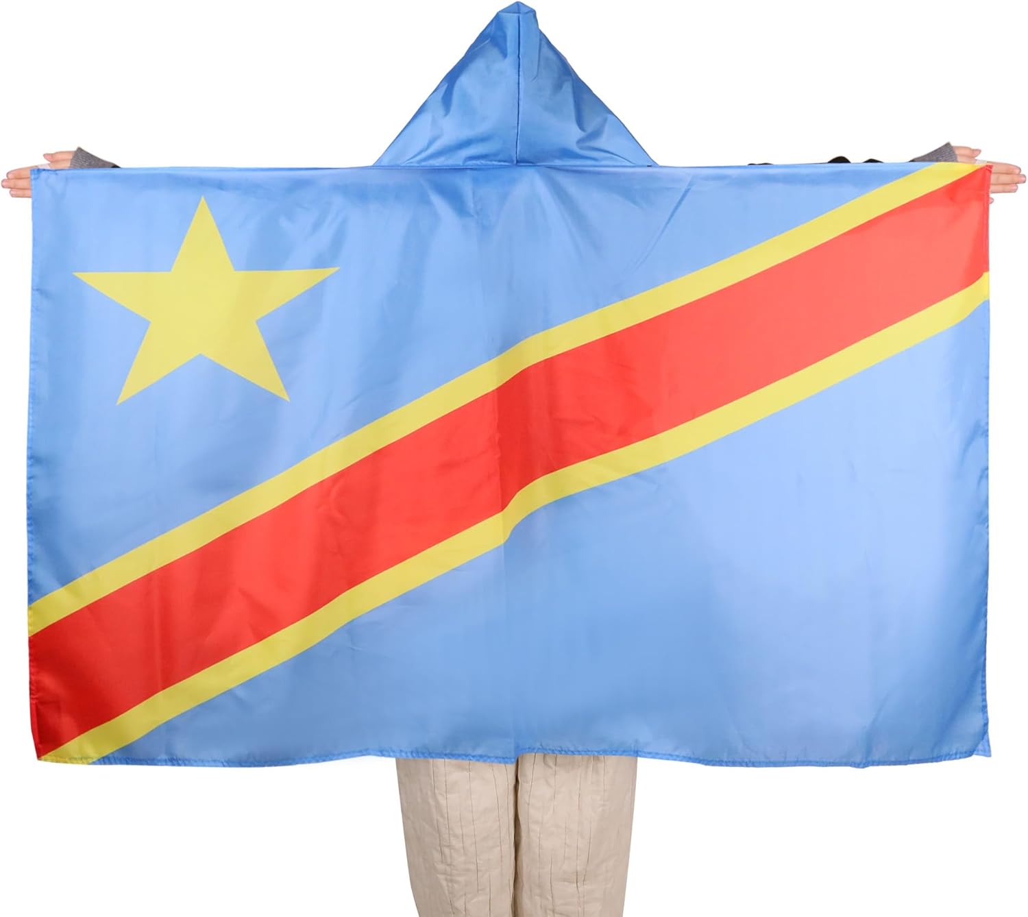 AZ FLAG Drapeau République Démocratique du Congo 150x90 cm - Cape Drapeau Congolais 100% Polyester Avec Manches Intégrées - Body Flag 80g - Image 2
