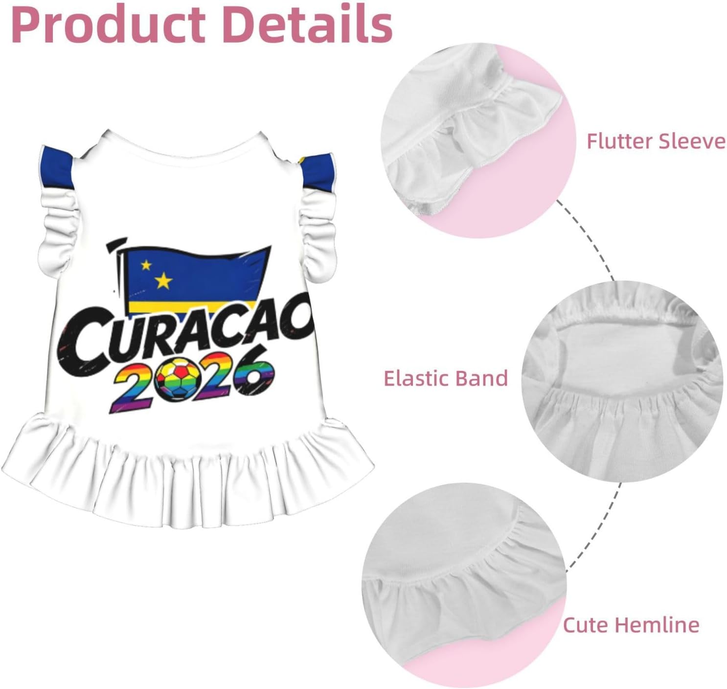 Curaçao - Vêtement pour chien imprimé - Jupe mignonne pour animal domestique - Robe de princesse à volants pour chat - Respirant - Image 3