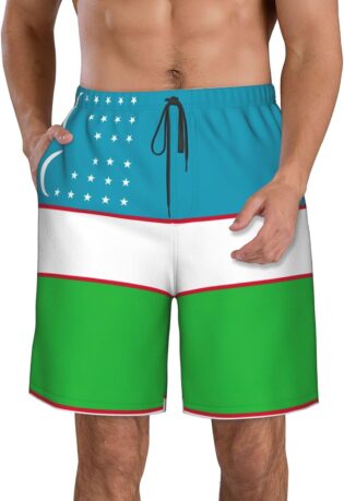 Maillot de bain imprimé drapeau de la République d'Ouzbékistan pour homme, short de bain élégant pour hommes, maillot de bain en polyester à séchage rapide