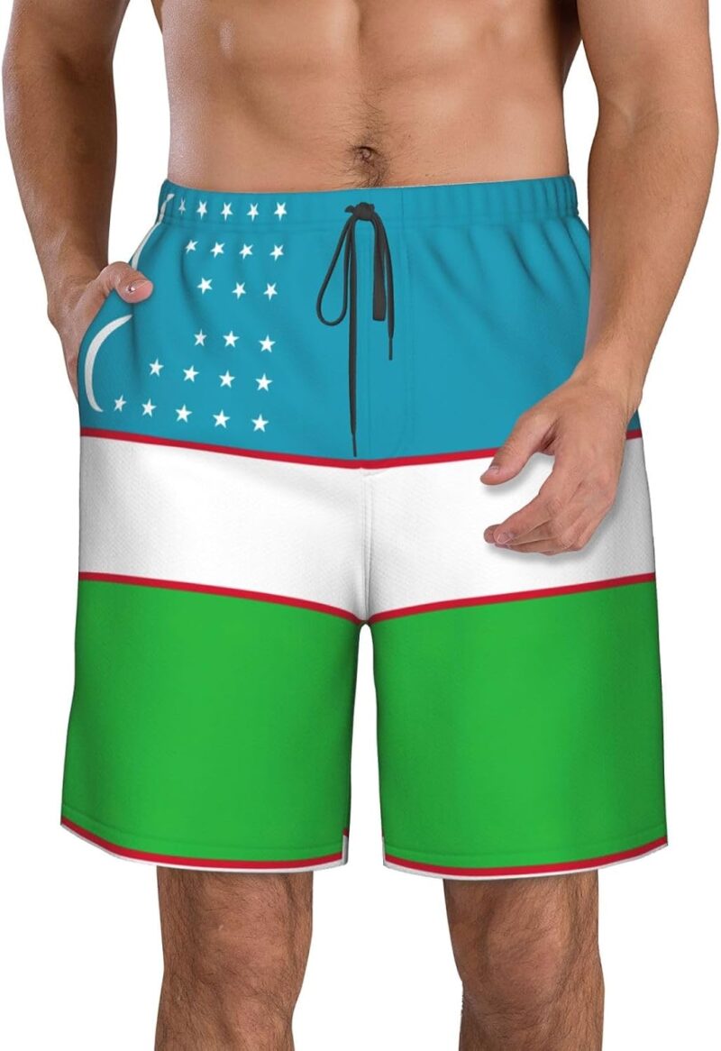 Maillot de bain imprimé drapeau de la République d'Ouzbékistan pour homme, short de bain élégant pour hommes, maillot de bain en polyester à séchage rapide