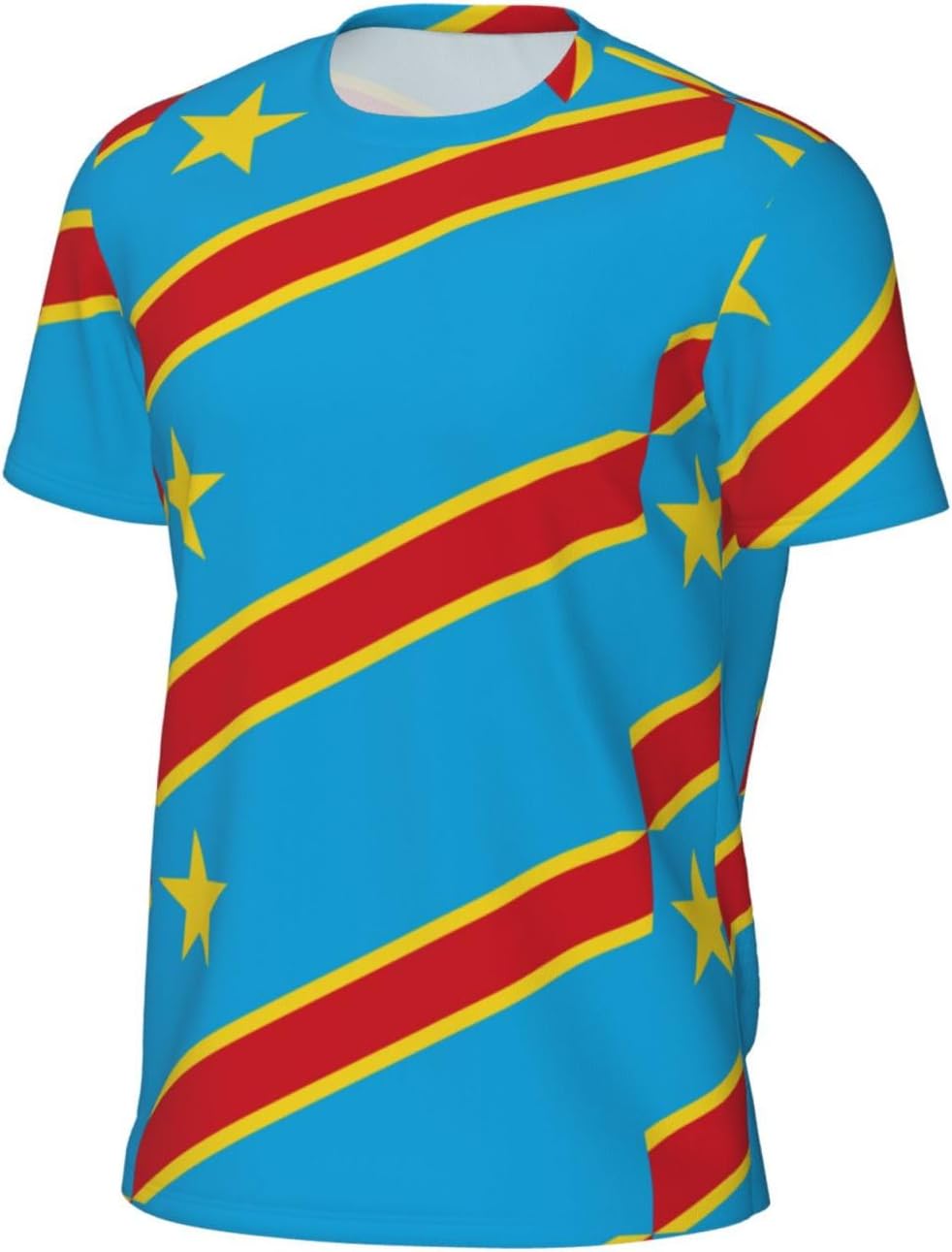T-Shirt 3D Coloré avec Imprimé Drapeau De La République Démocratique du Congo Manches Courtes Col Ras du Cou Unisexe pour Hommes Femmes Et Jeunes Tailles S-6Xl - Image 4