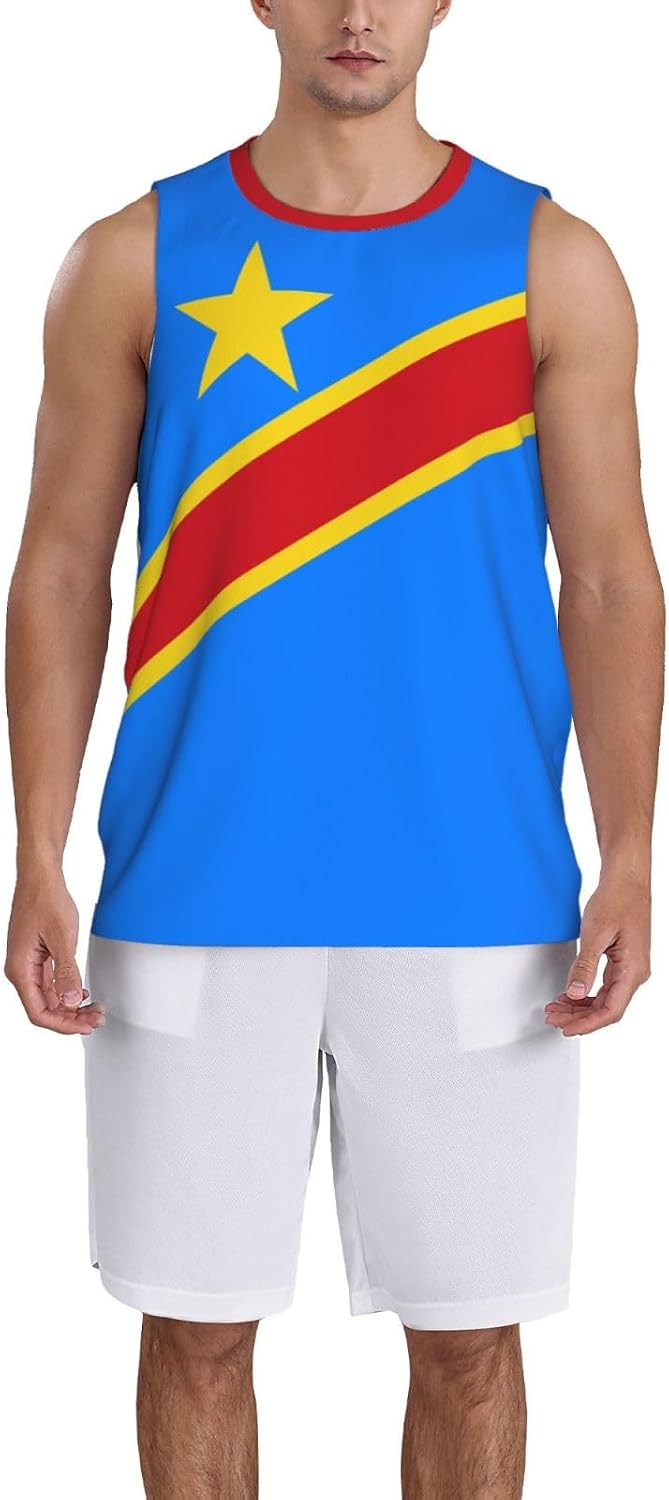 Maillot de Basketball aux Couleurs du Drapeau de la République démocratique du Congo, Maillot de Sport pour Hommes, Course à Pied et entraînement Physique - Image 2