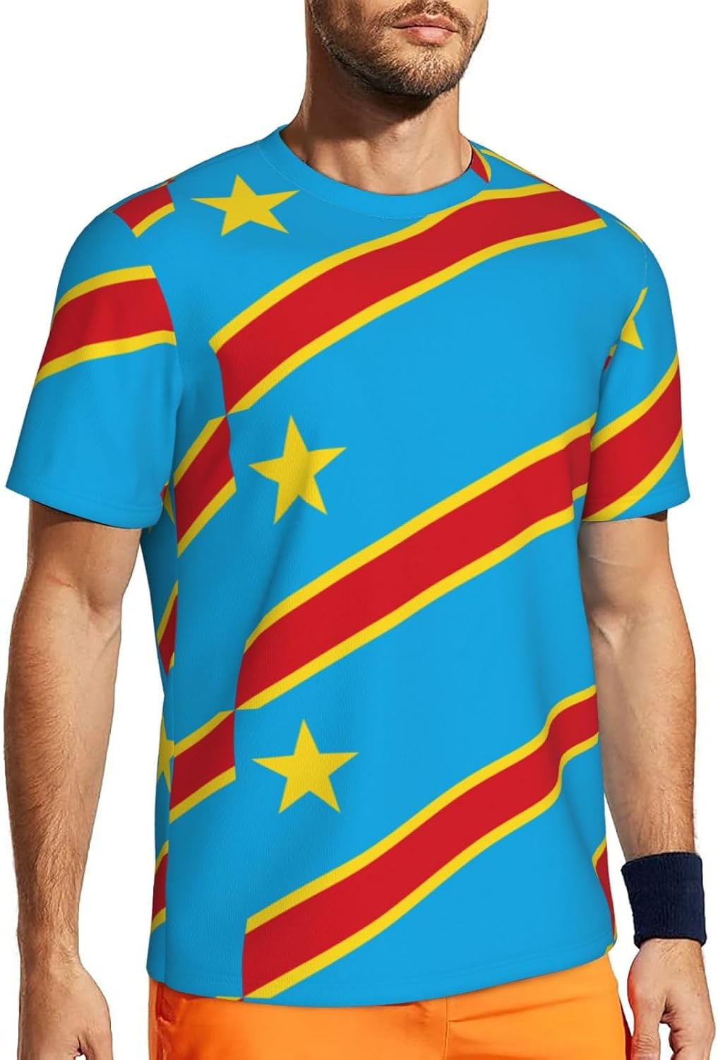 T-Shirt 3D Coloré avec Imprimé Drapeau De La République Démocratique du Congo Manches Courtes Col Ras du Cou Unisexe pour Hommes Femmes Et Jeunes Tailles S-6Xl - Image 2