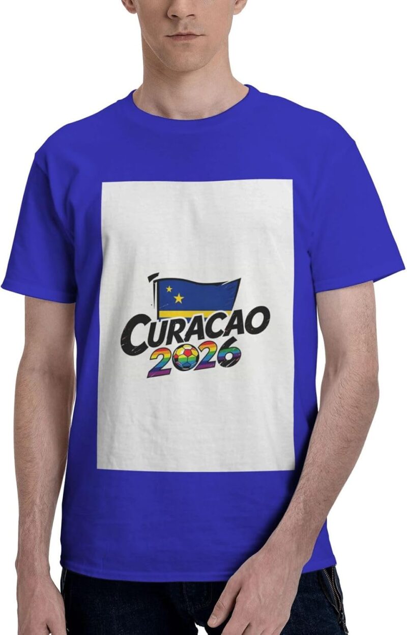 Curaçao Maillot de football graphique Coupe de football 2026 T-shirt pour fans de football Tenues à manches, bleu, M
