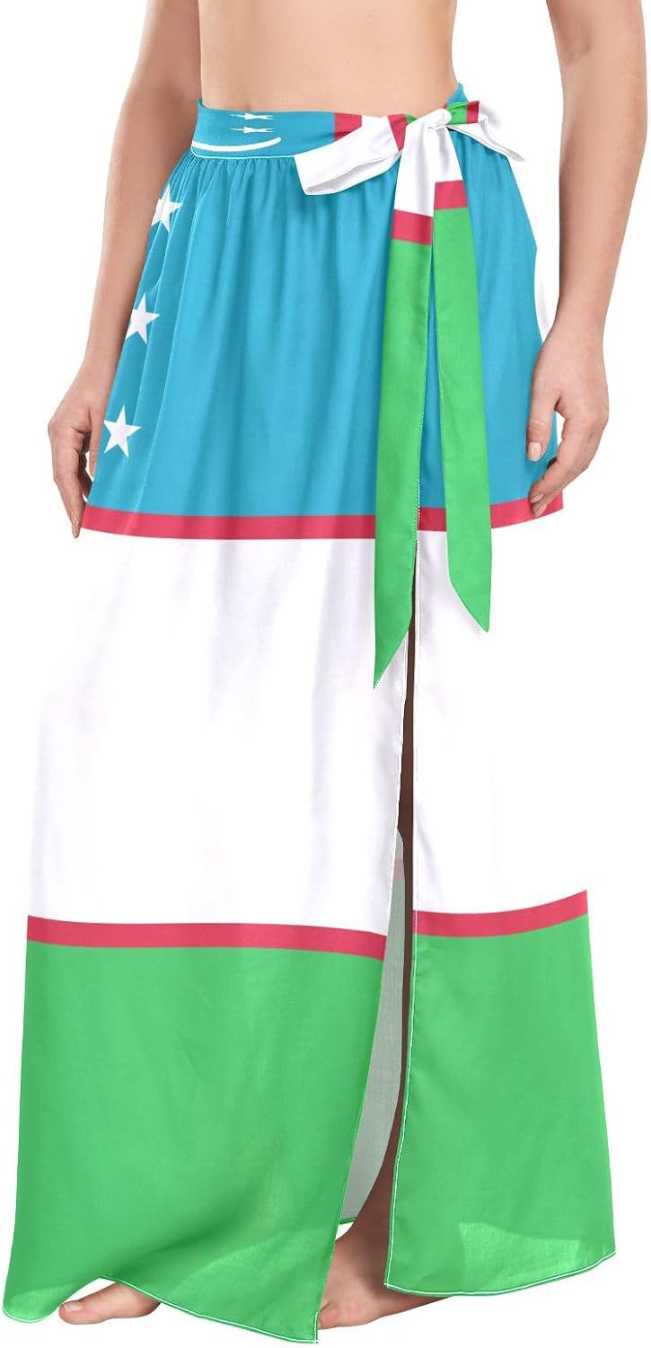 GuoChe Maillot de bain pour femme - Paréo - Couverture de maillot de bain - Taille L - Drapeau de l'Ouzbékistan - Image 2
