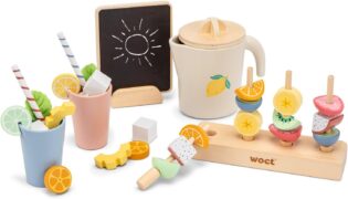 61pXZH-nPBL._AC_SL1500_.jpg Woet® Set Summer Party Jouet en Bois pour Enfants - Stand de Limonade avec 37 Pièces - Set de Nourriture d’Imitation - Jouet de Cuisine d’Imitation - À Partir de 3 Ans