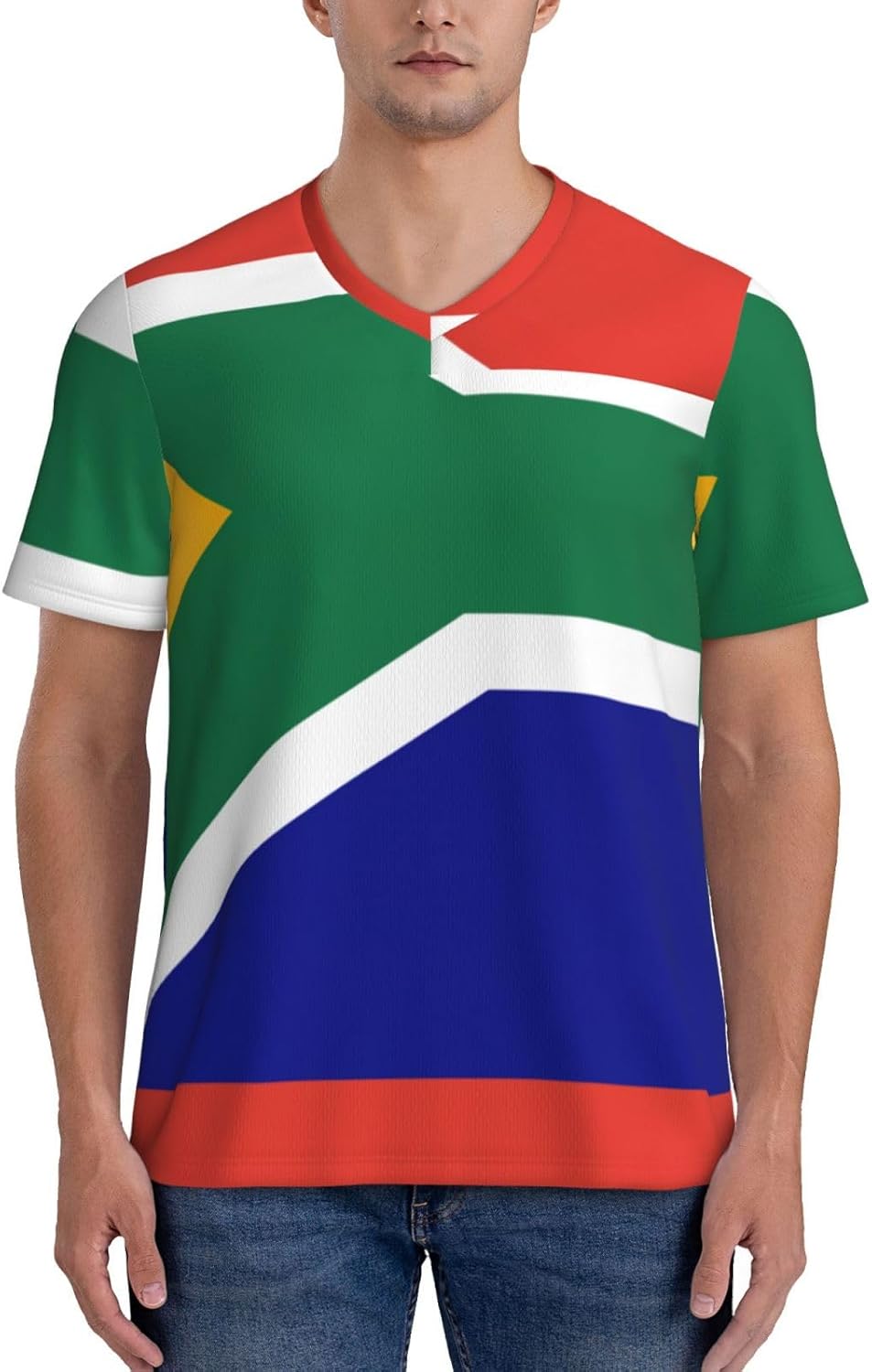 Maillot de football pour homme avec drapeau de l'Afrique du Sud, respirant, séchage rapide, pour les matchs d'entraînement de printemps - Image 2