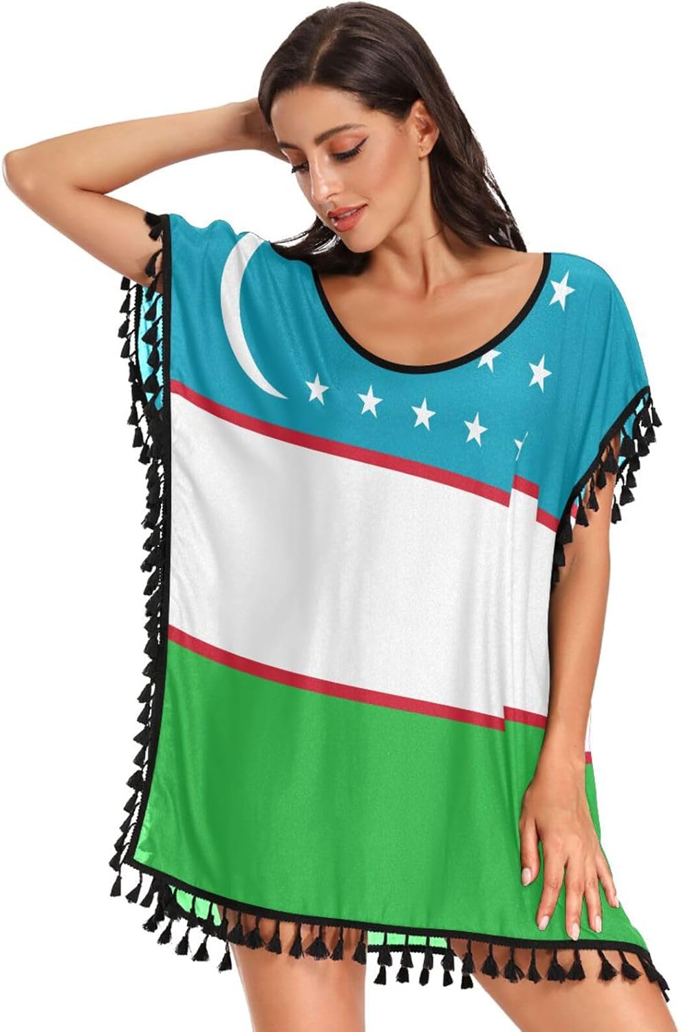 GuoChe Drapeau de l'Ouzbékistan - Cache-maillot de bain pour femme - Cache-maillot de bain - Drapeau de l'Ouzbékistan - Image 3