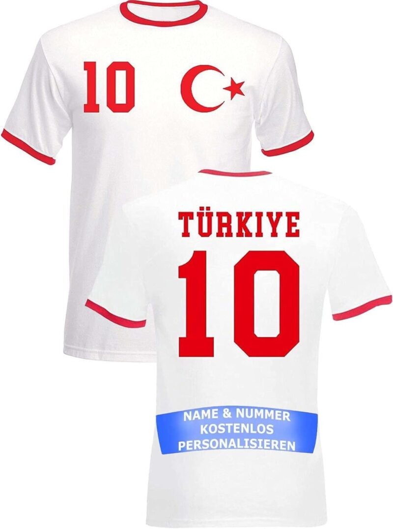 T-Shirt Homme Maillot de Football Turquie Turkey Turkey avec Nom et Numéro Personnalisés