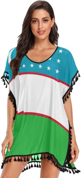 61vMZ1nNRL._AC_SL1500_.jpg GuoChe Drapeau de l'Ouzbékistan - Cache-maillot de bain pour femme - Cache-maillot de bain - Drapeau de l'Ouzbékistan