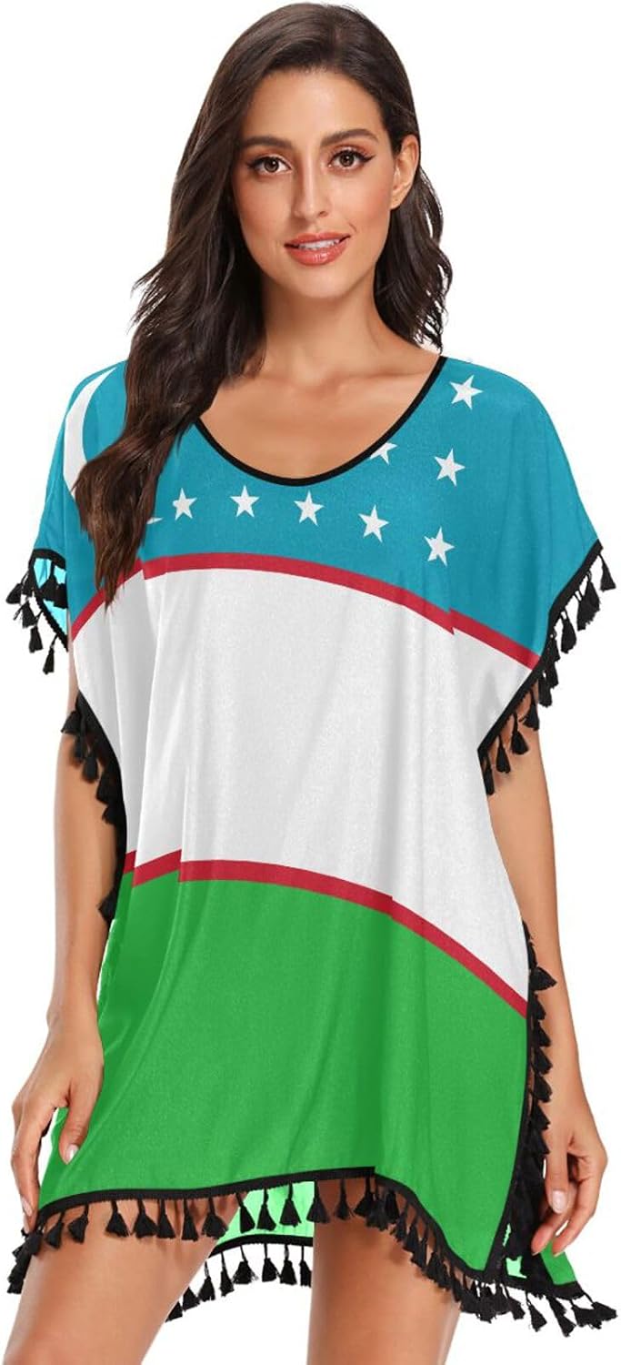 GuoChe Drapeau de l'Ouzbékistan - Cache-maillot de bain pour femme - Cache-maillot de bain - Drapeau de l'Ouzbékistan